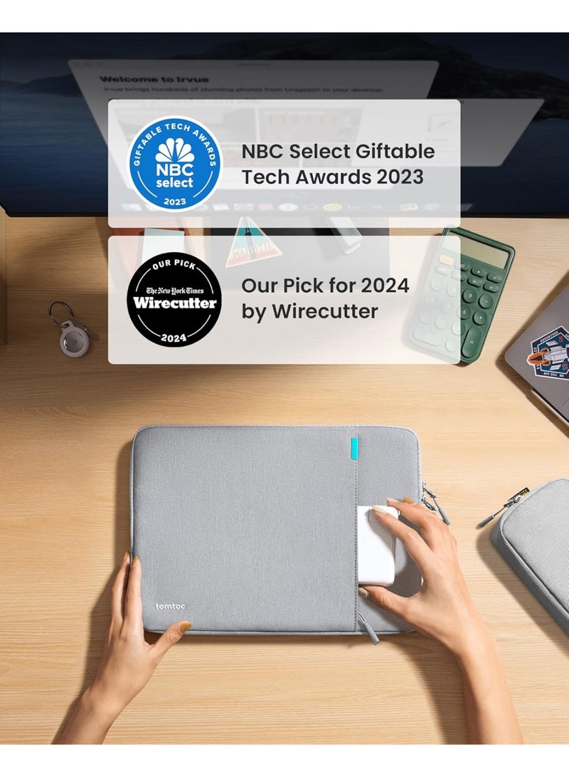 Tomtoc Defender-A13 Premium Eco-Friendly 360° Protective Laptop Sleeve 13-Inch for MacBook Air M4 (2025) A3240, M3 A3113, M2 A2681, M1 A2337 & MacBook Pro A2686/A2338 – Water-Resistant Shockproof Case with Accessory Pouch - Image 4